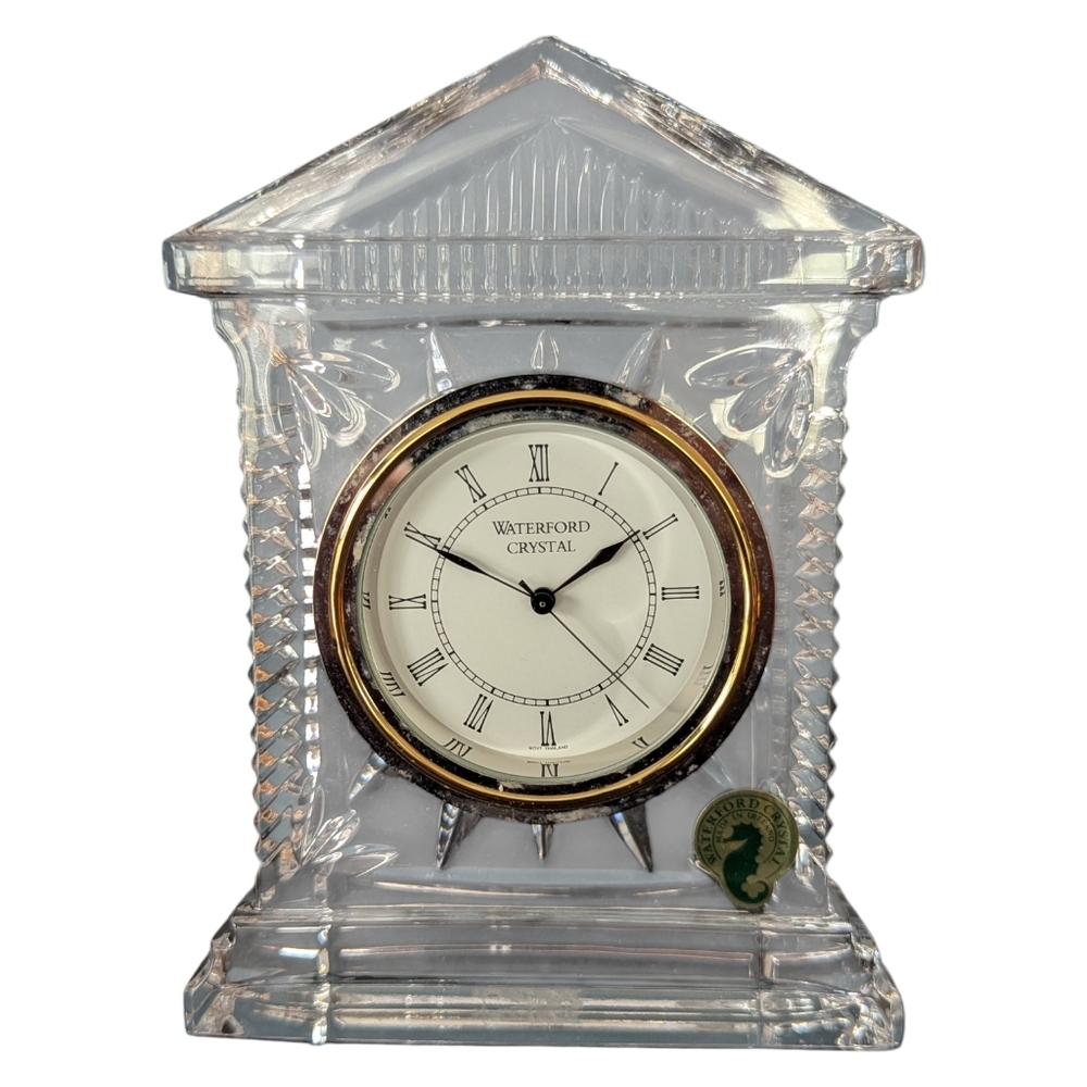 NIB Vintage Waterford Crystal Acropolis Mantel / Shelf Clock